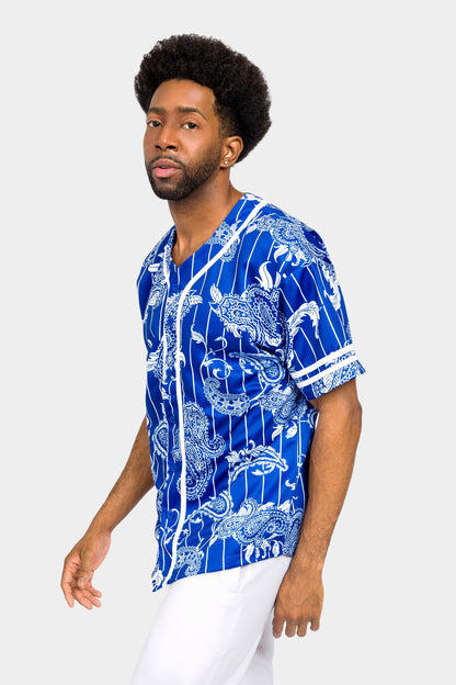 Essential Pinstripe Bandana Paisley Baseball Jersey
