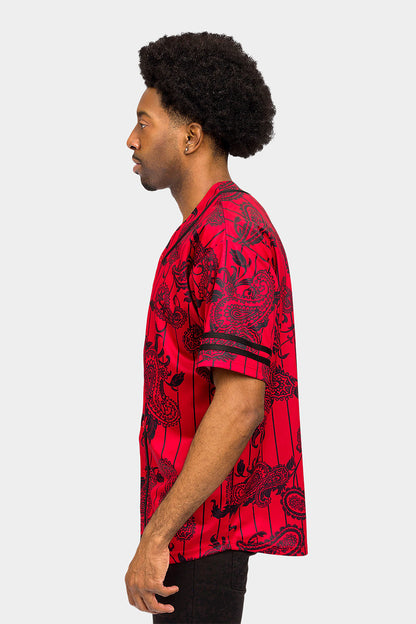 Essential Pinstripe Bandana Paisley Baseball Jersey