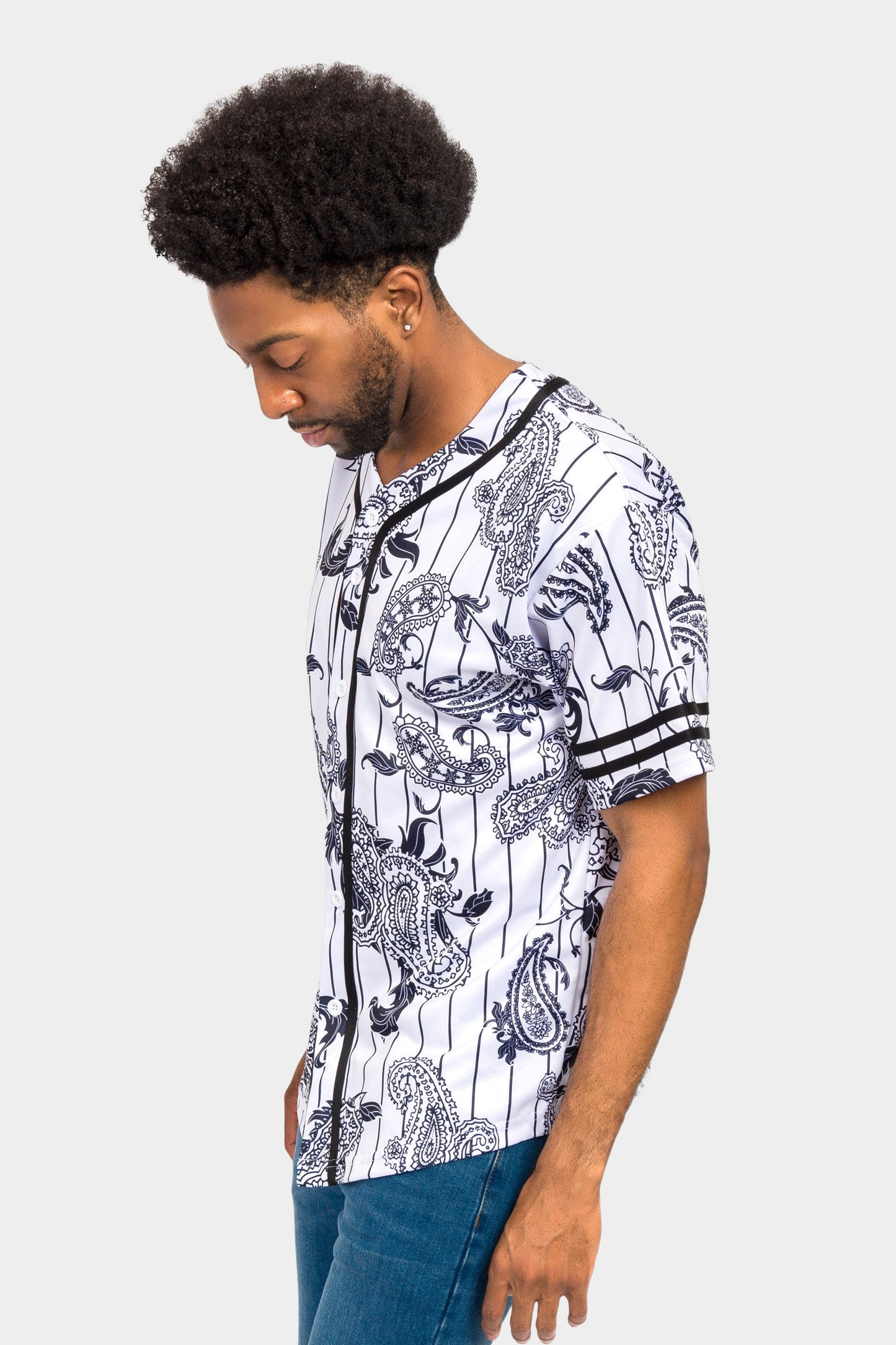 Essential Pinstripe Bandana Paisley Baseball Jersey