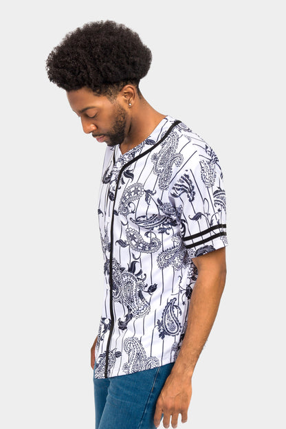 Essential Pinstripe Bandana Paisley Baseball Jersey