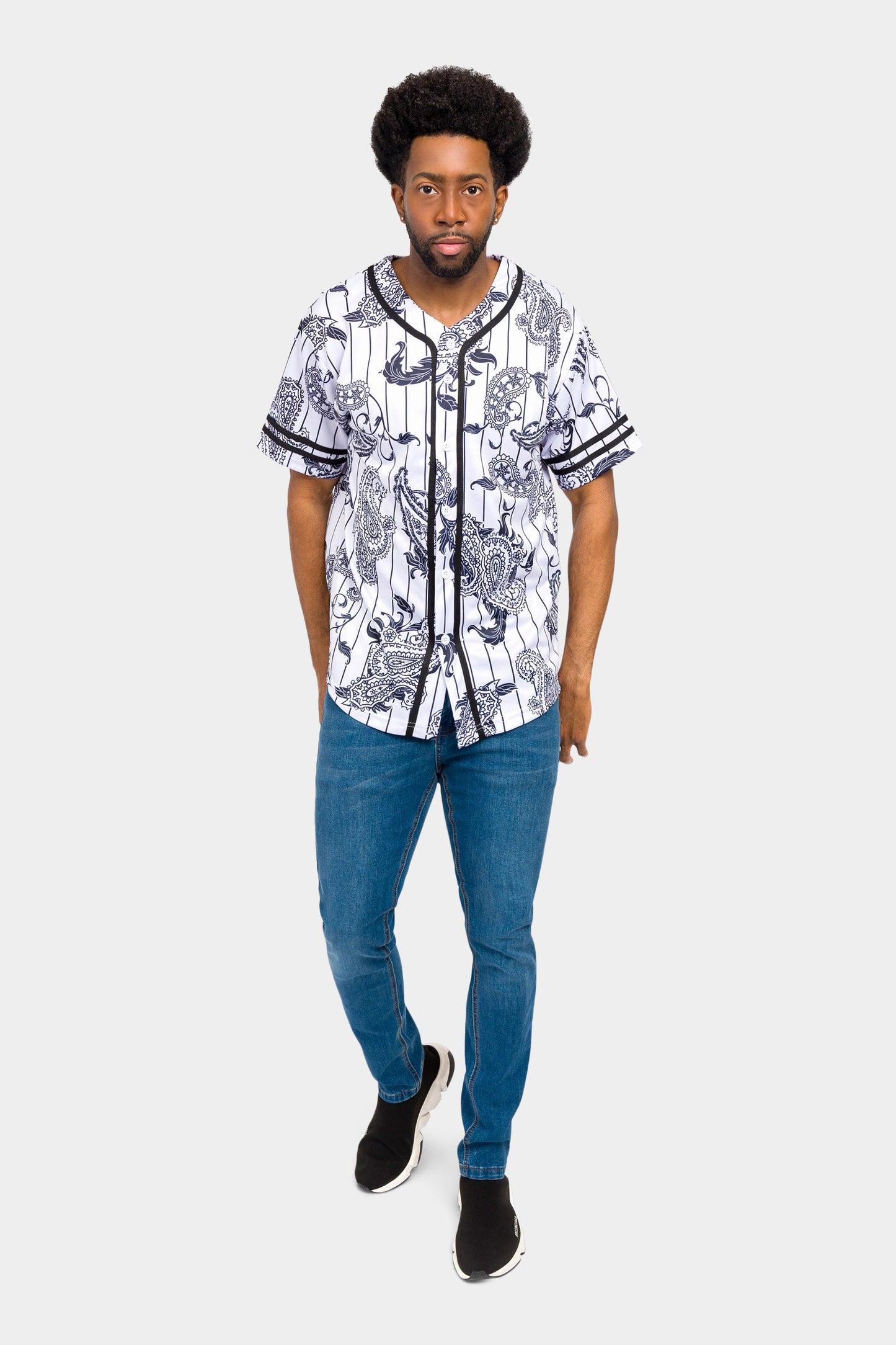Essential Pinstripe Bandana Paisley Baseball Jersey