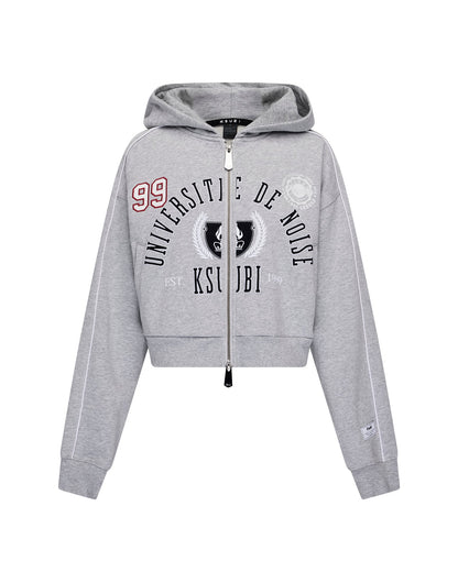 COLLEGE ORIGIN ZIP HOODIE GREY MARLE