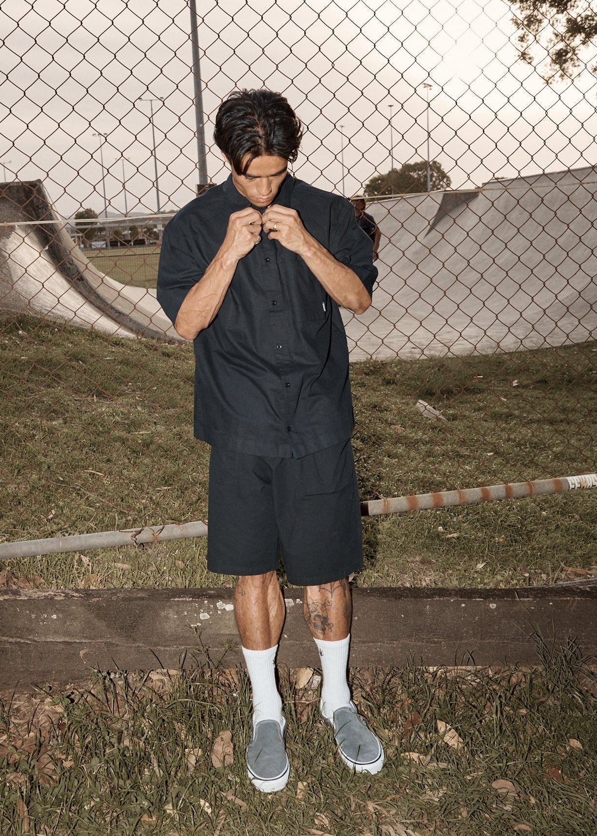 AFENDS Mens Glider - Pleated Short 22" - Black