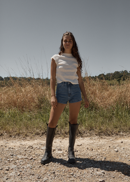 AFENDS Womens Wren - Seersucker Top - Off White