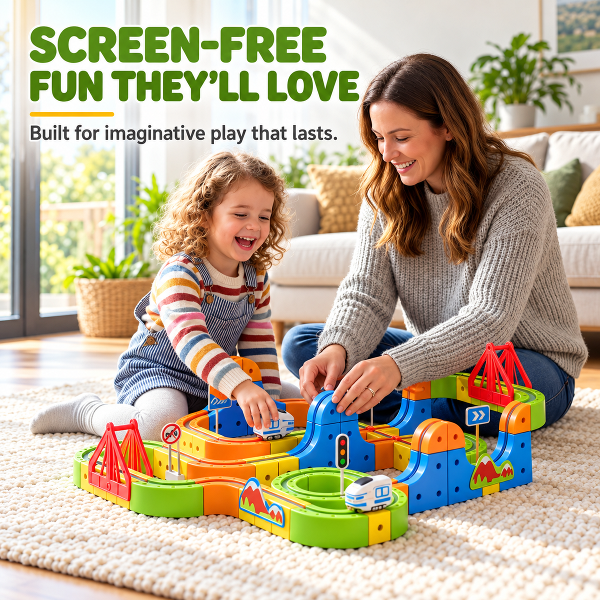 Magnetic DIY Train Track Set – Creative Building Toy with Endless Track Designs, Screen-Free Fun for Kids (75/100/164 PCS)