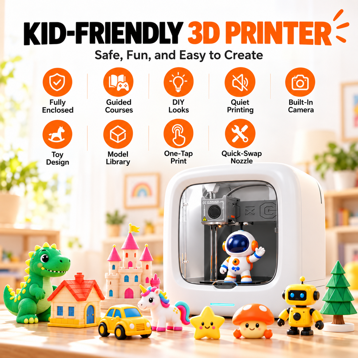 Smart AI 3D Printer – Easy-to-Use Creative Printing for All Ages