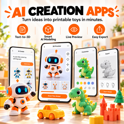 Smart AI 3D Printer – Easy-to-Use Creative Printing for All Ages