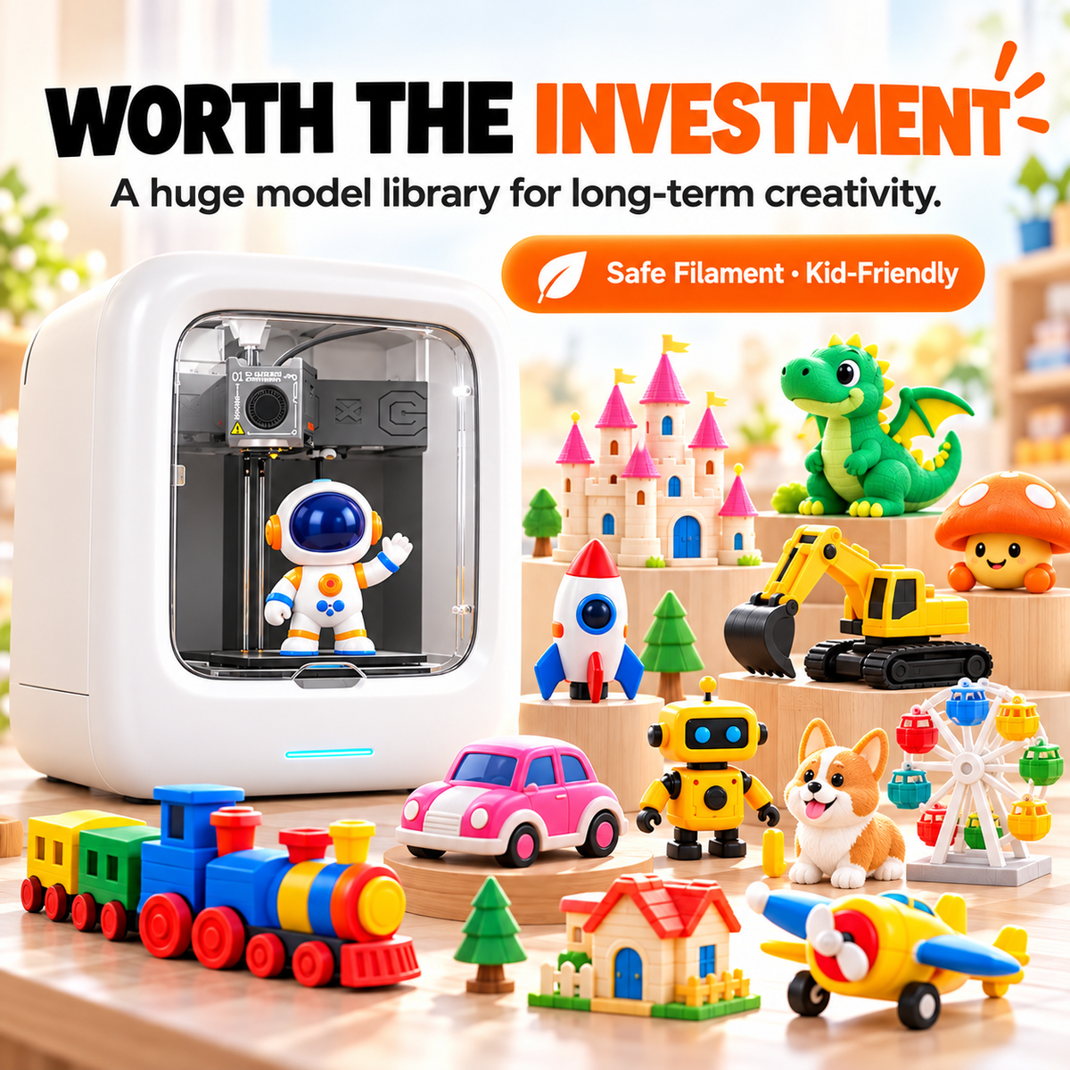 Smart AI 3D Printer – Easy-to-Use Creative Printing for All Ages