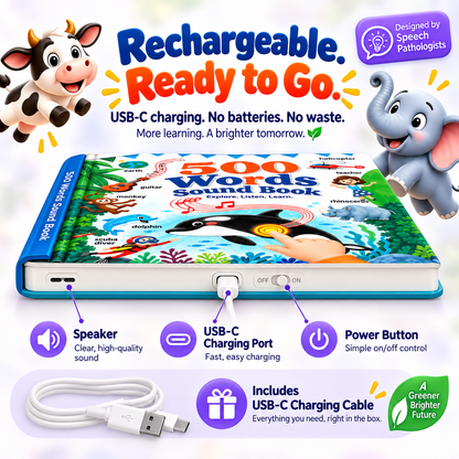 ✨ Interactive English Learning Sound Book – 500+ Words & Sentences, 24 Topics, Touch-Activated Audio for Kids
