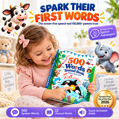 ✨ Interactive English Learning Sound Book – 500+ Words & Sentences, 24 Topics, Touch-Activated Audio for Kids