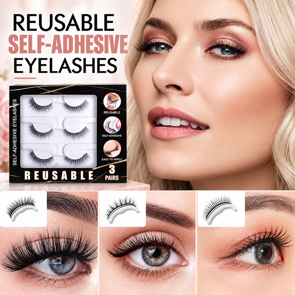 Reusable Self-Adhesive False Eyelashes – Natural-Looking Lashes for Effortless Everyday Wear