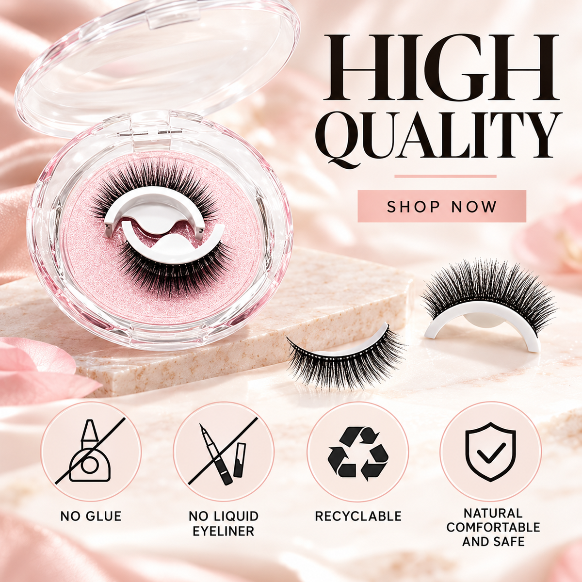 Reusable Self-Adhesive False Eyelashes – Natural-Looking Lashes for Effortless Everyday Wear