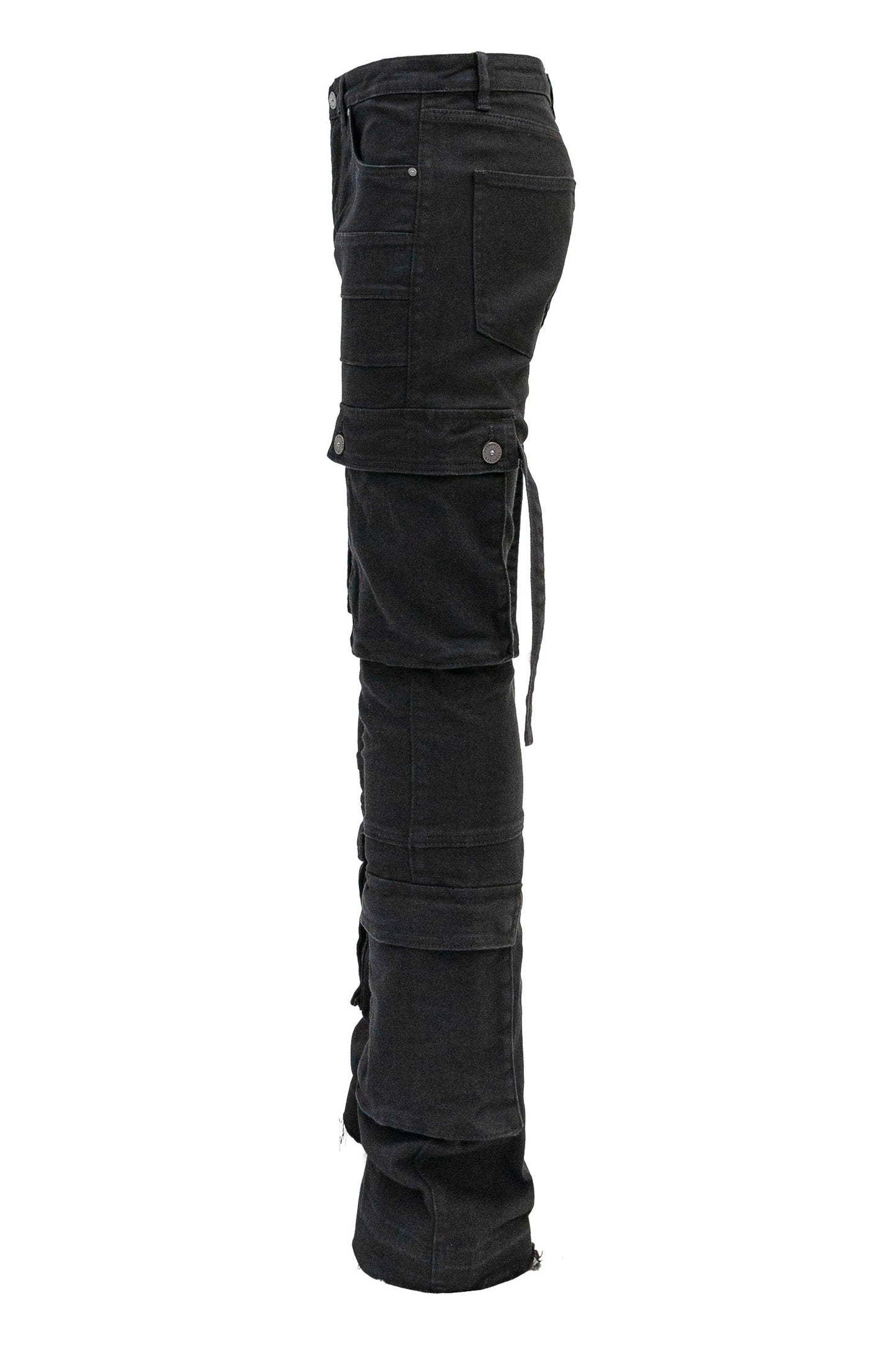 Men's 2-Tone Color Block Washed Stacked Flare Cargo Pants