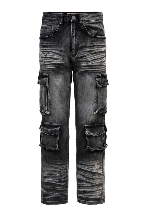 Men's Relaxed Fit Washed Utility Cargo Pants
