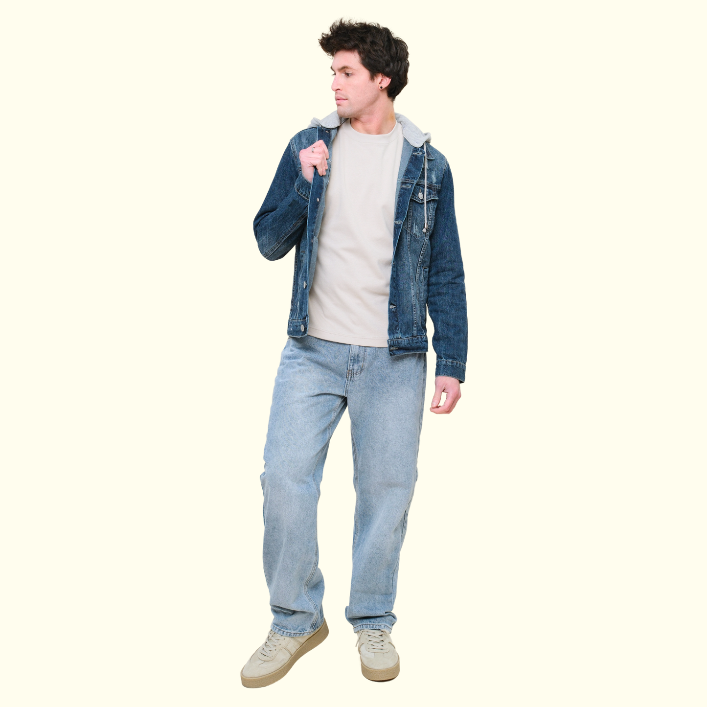 Layered Hooded Denim Jacket