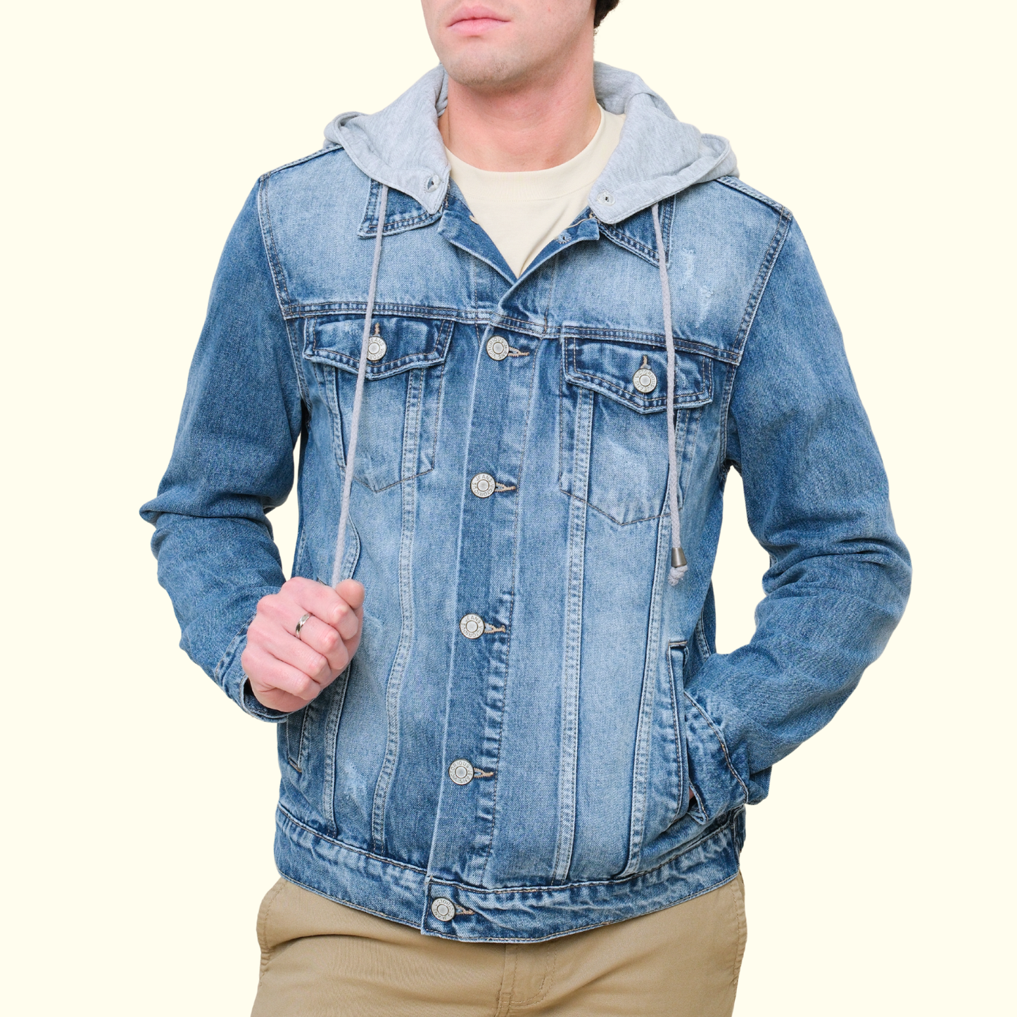 Layered Hooded Denim Jacket