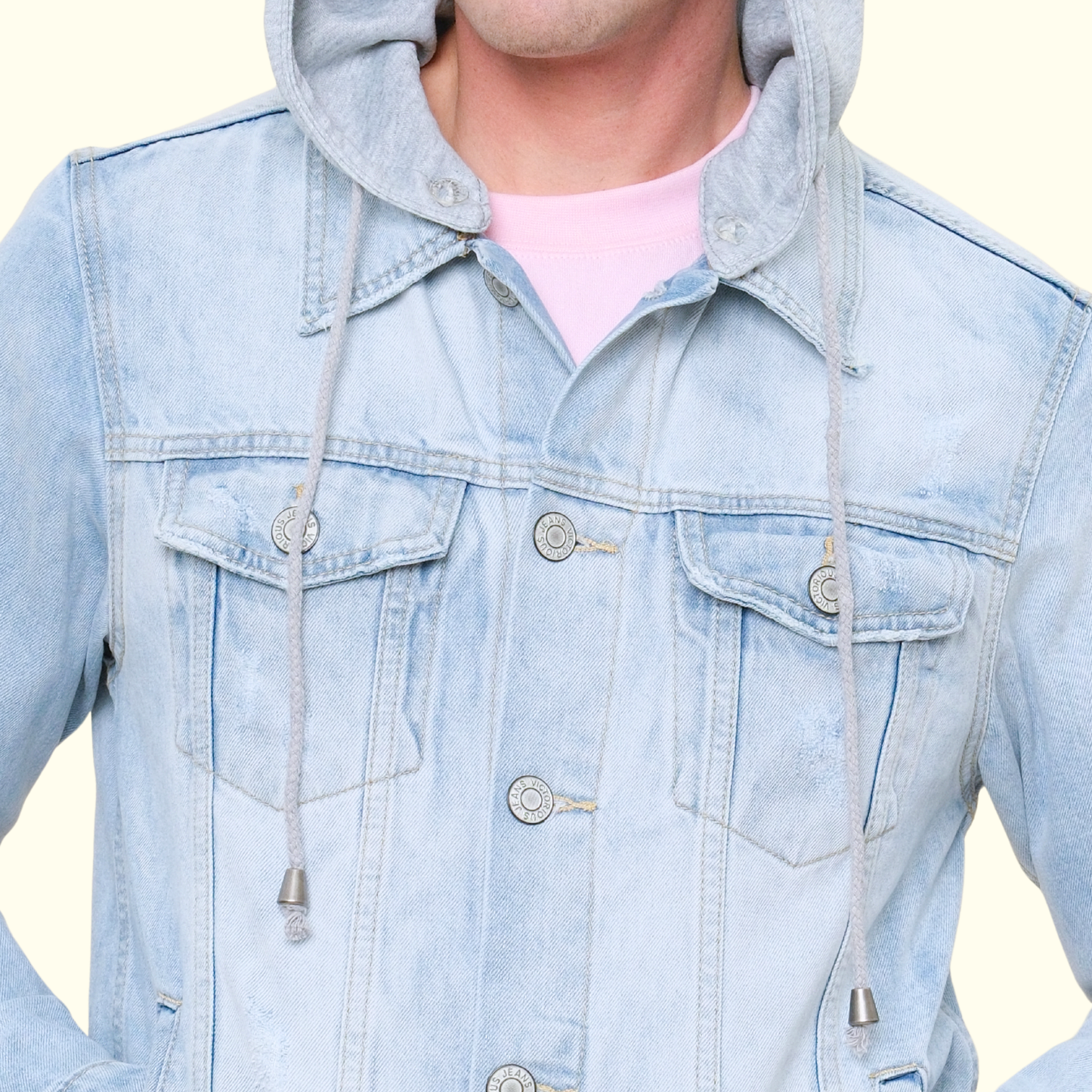 Layered Hooded Denim Jacket