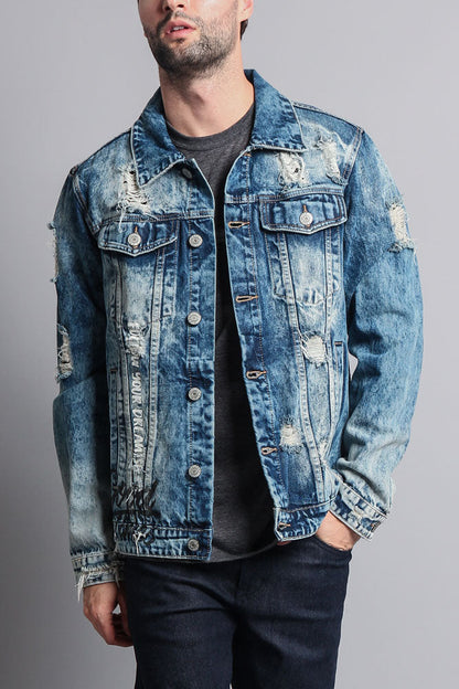 Distressed Scribble Denim Jacket