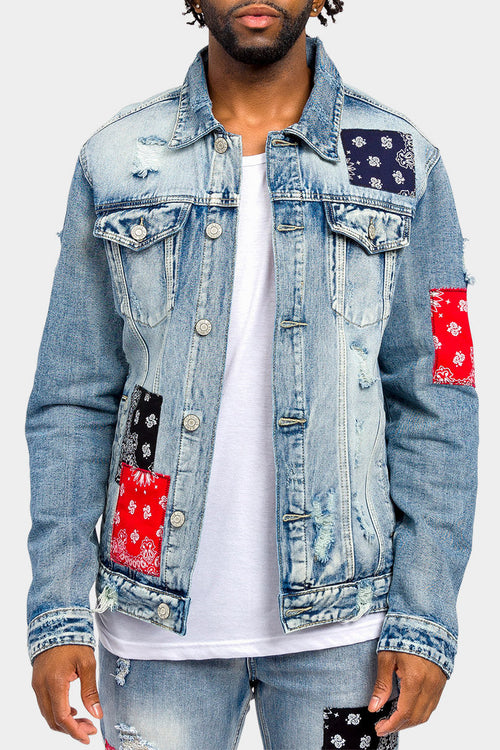 Bandana Paisley Patch Denim Jacket