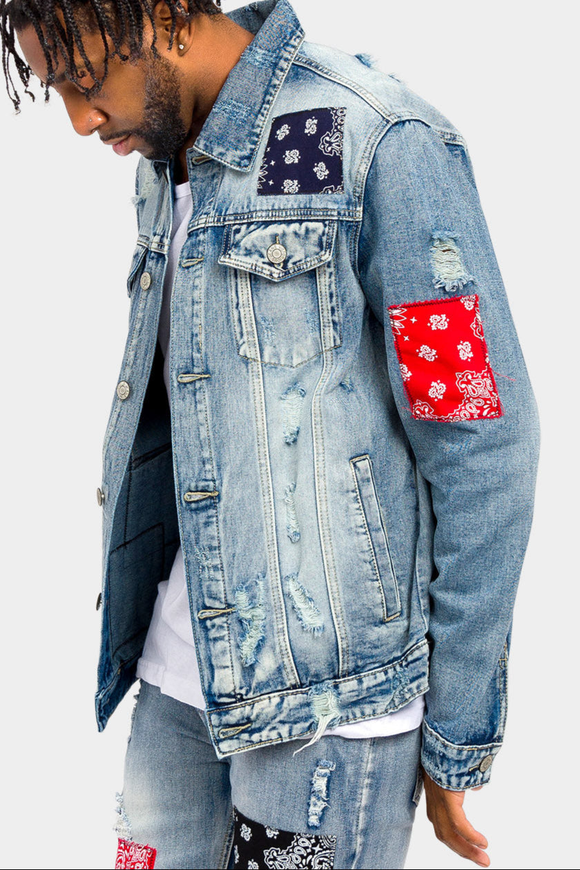Bandana Paisley Patch Denim Jacket
