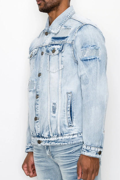 Faded Diamond Denim Jacket