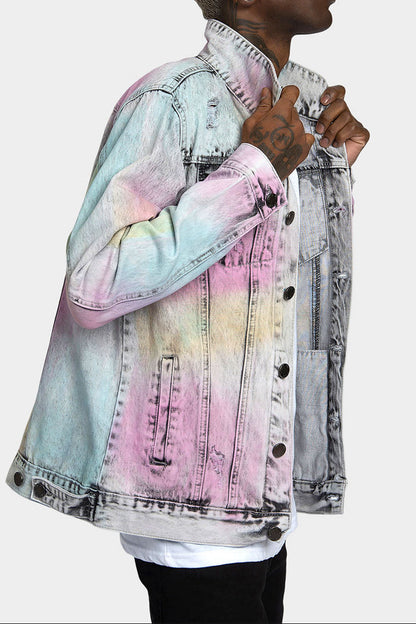 Multi Color Airbrushed Denim Jacket