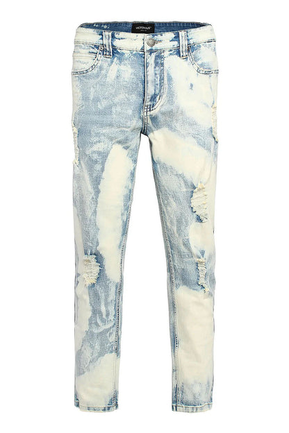 Men's Splatter Bleached Distressed Denim Jeans