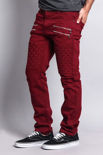 Basket Weave Biker Twill Jeans