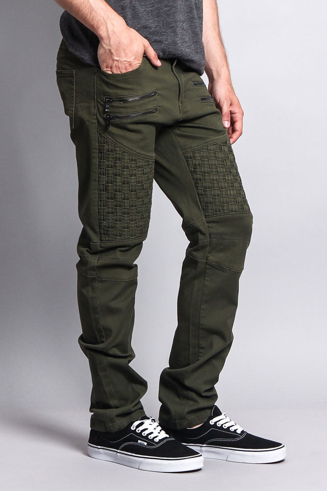 Basket Weave Biker Twill Jeans