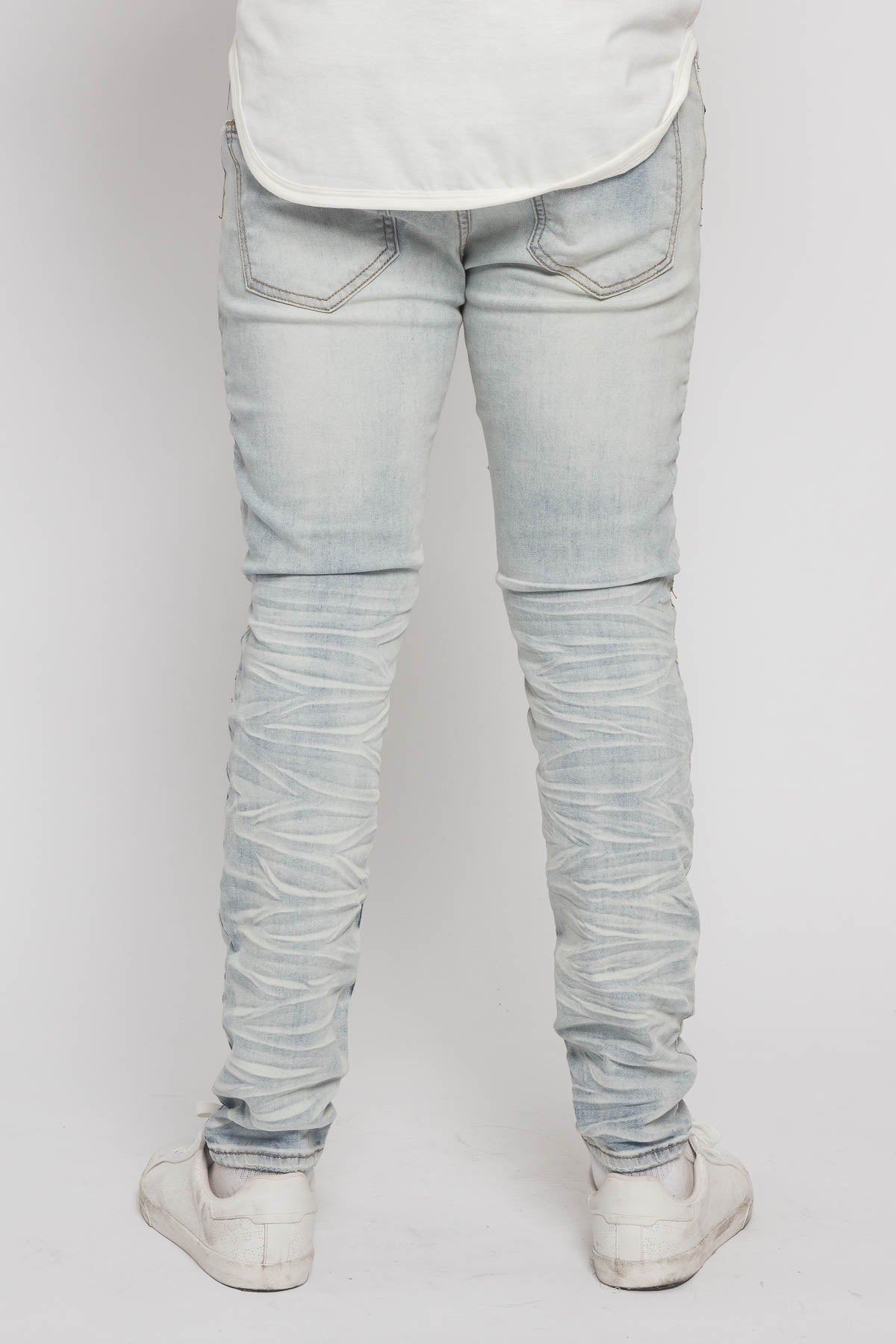 Creased Biker Denim Jeans