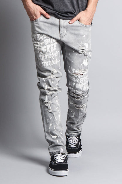 Scribbled Bleach Washed Jeans