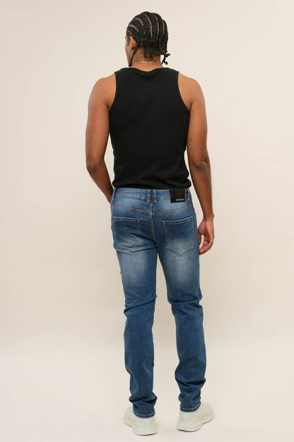 Faded Ripped Repair Denim Jeans