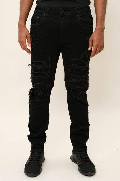 Faded Ripped Repair Denim Jeans