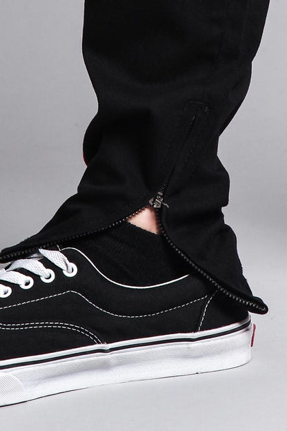 Men's Solid Side Striped Pants with Zipper