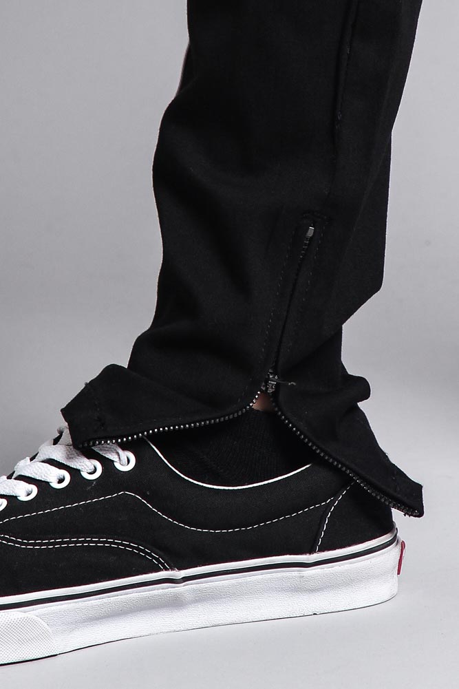 Men's Solid Side Striped Pants with Zipper