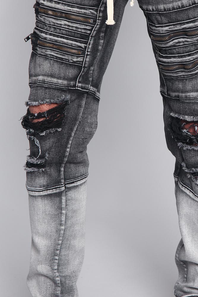 Distressed Dip Dyed Denim Jeans