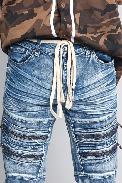 Distressed Dip Dyed Denim Jeans