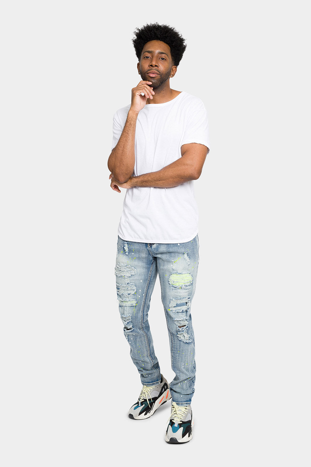 Paint Splattered Skinny Denim Jeans