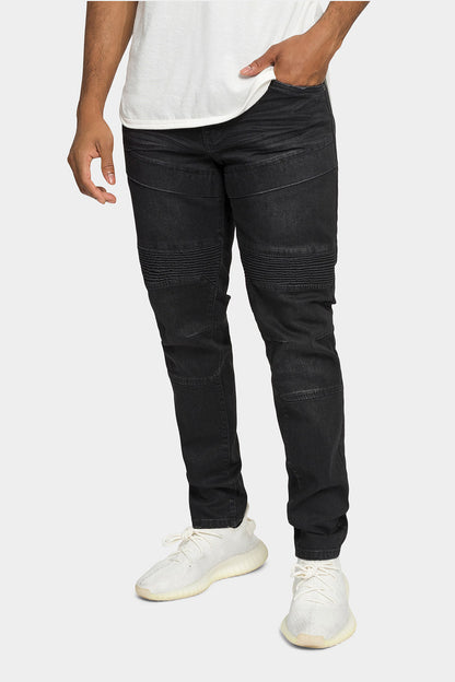 Stitch Stacked Moto Biker Denim Jeans