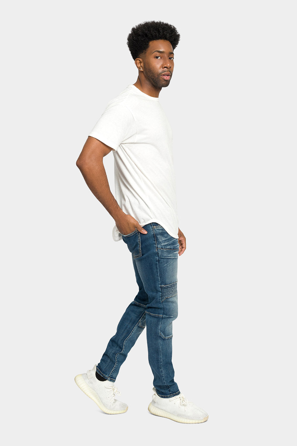 Stitch Stacked Moto Biker Denim Jeans
