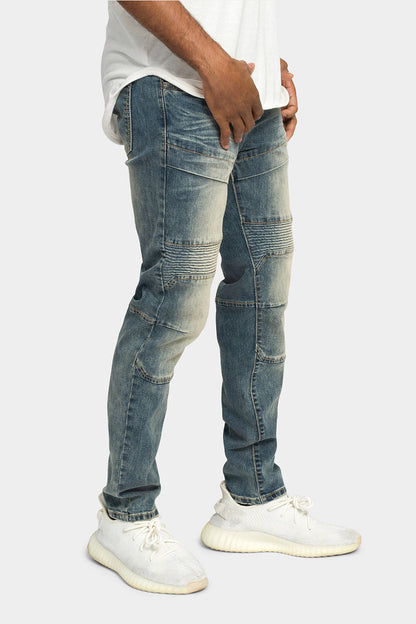 Stitch Stacked Moto Biker Denim Jeans