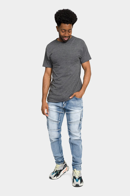 Moto Ribbed Skinny Denim Jeans