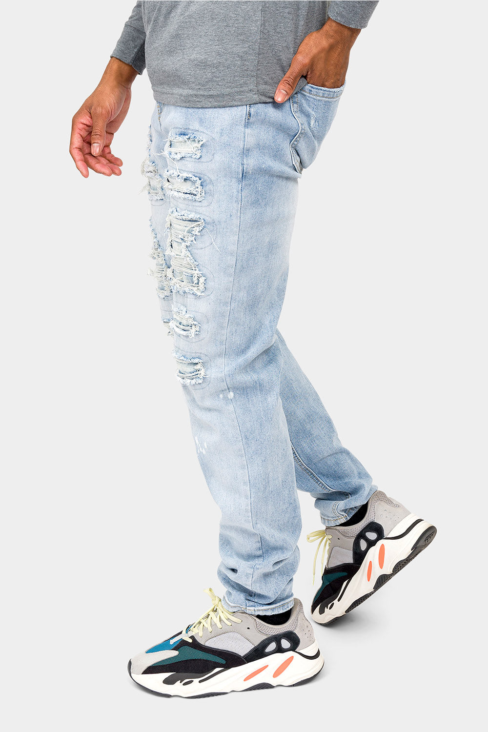 Distressed Paint Splattered Faded Jeans