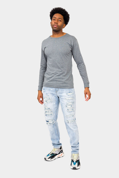 Distressed Paint Splattered Faded Jeans