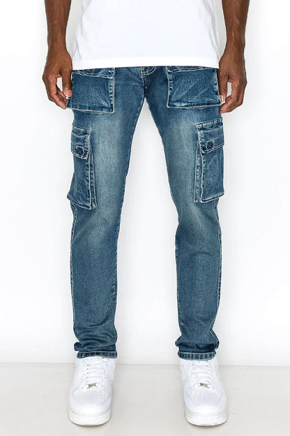 Utility Cargo Multi Pockets Denim Jeans
