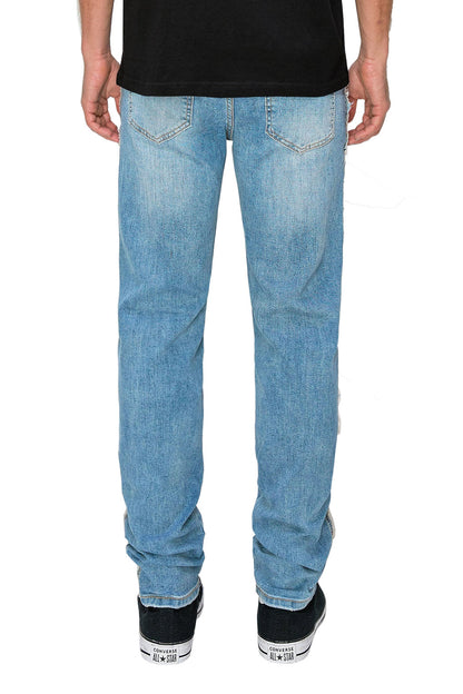 Men's Side Raw Edge Rip & Repair Denim Jeans