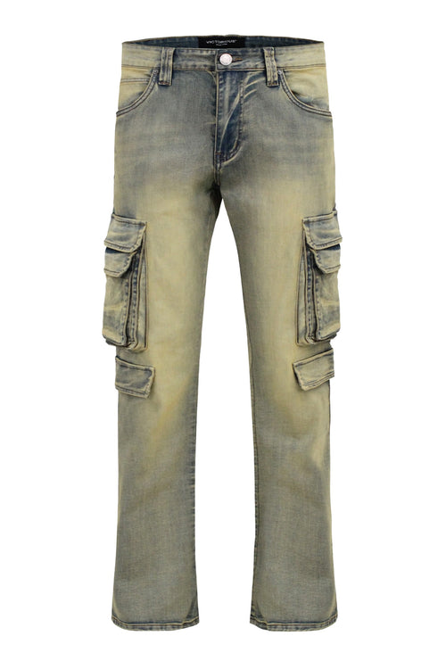 Men's Bootcut Utility Cargo Denim Jeans