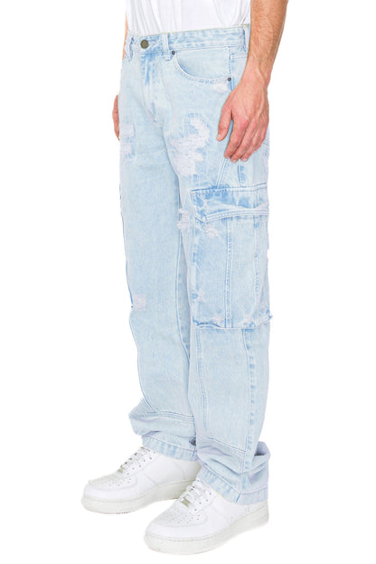 Men's Baggy Fit Cargo Denim Jeans