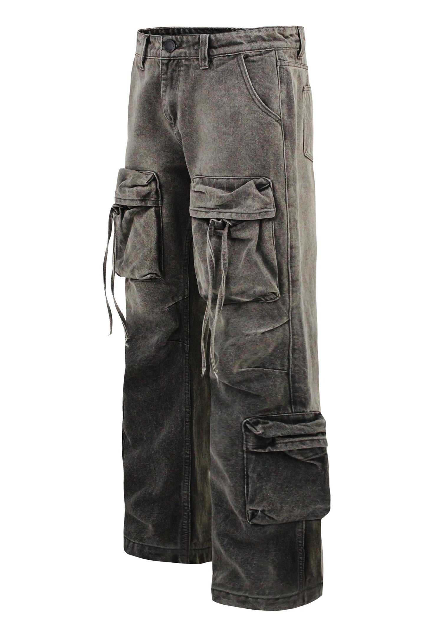 Men's Baggy Fit Faded Wash Cargo Jeans