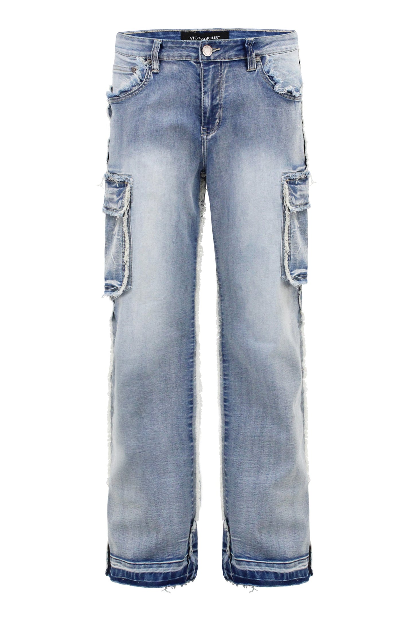 Men's Loose Fit Raw Edge Cargo Jeans